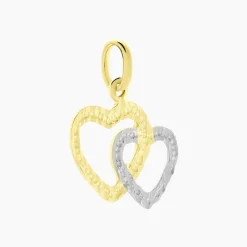 Pendentif Eudocie Coeurs Ciseles Or Bicolore