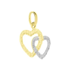 Pendentif Eudocie Coeurs Ciseles Or Bicolore
