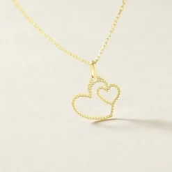 Pendentif Eudocie Coeurs Diamantes Or Jaune