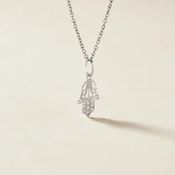 Pendentif Fatima Or Blanc