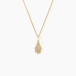 Pendentif Fatima Or Jaune Oxyde De Zirconium