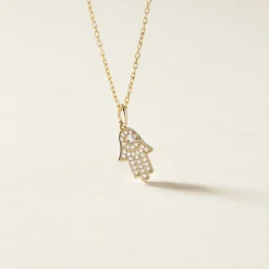 Pendentif Fatima Or Jaune Oxyde De Zirconium