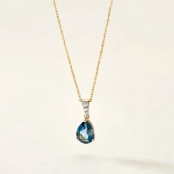 Pendentif Gorgel Or Jaune Topaze Oxyde De Zirconium