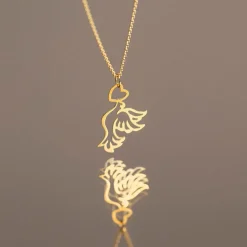 Pendentif Guecha Colombe Et Coeur Or Jaune