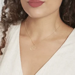 Pendentif Guecha Colombe Et Coeur Or Jaune