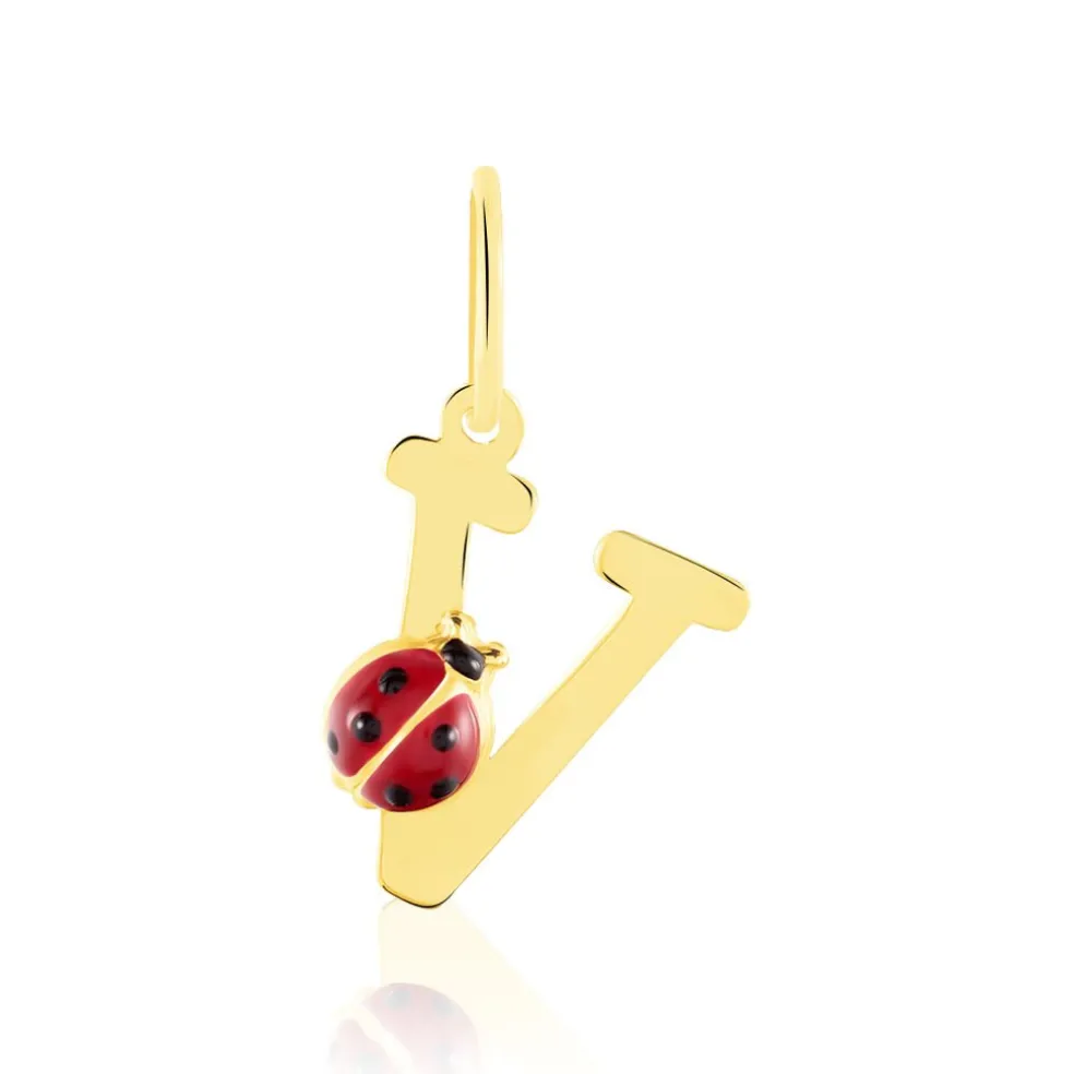 Pendentif Helidie Coccinelle Lettre Or Jaune