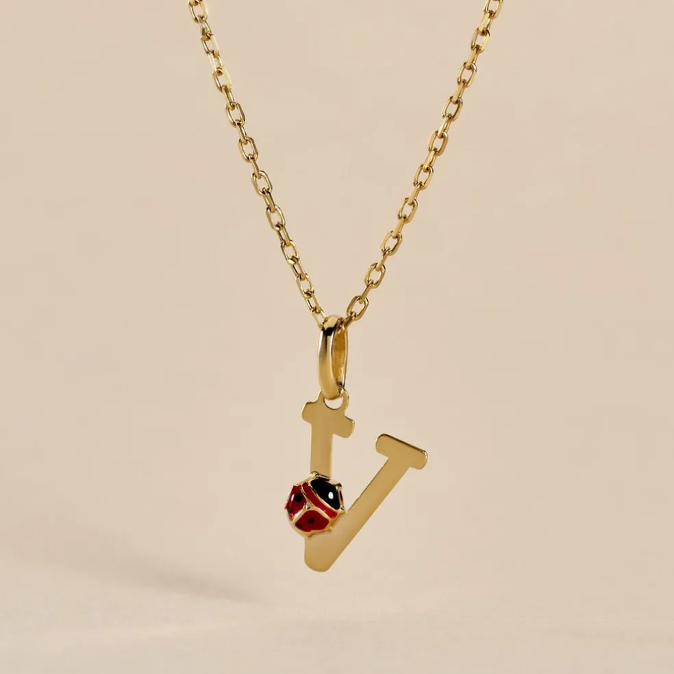 Pendentif Helidie Coccinelle Lettre Or Jaune