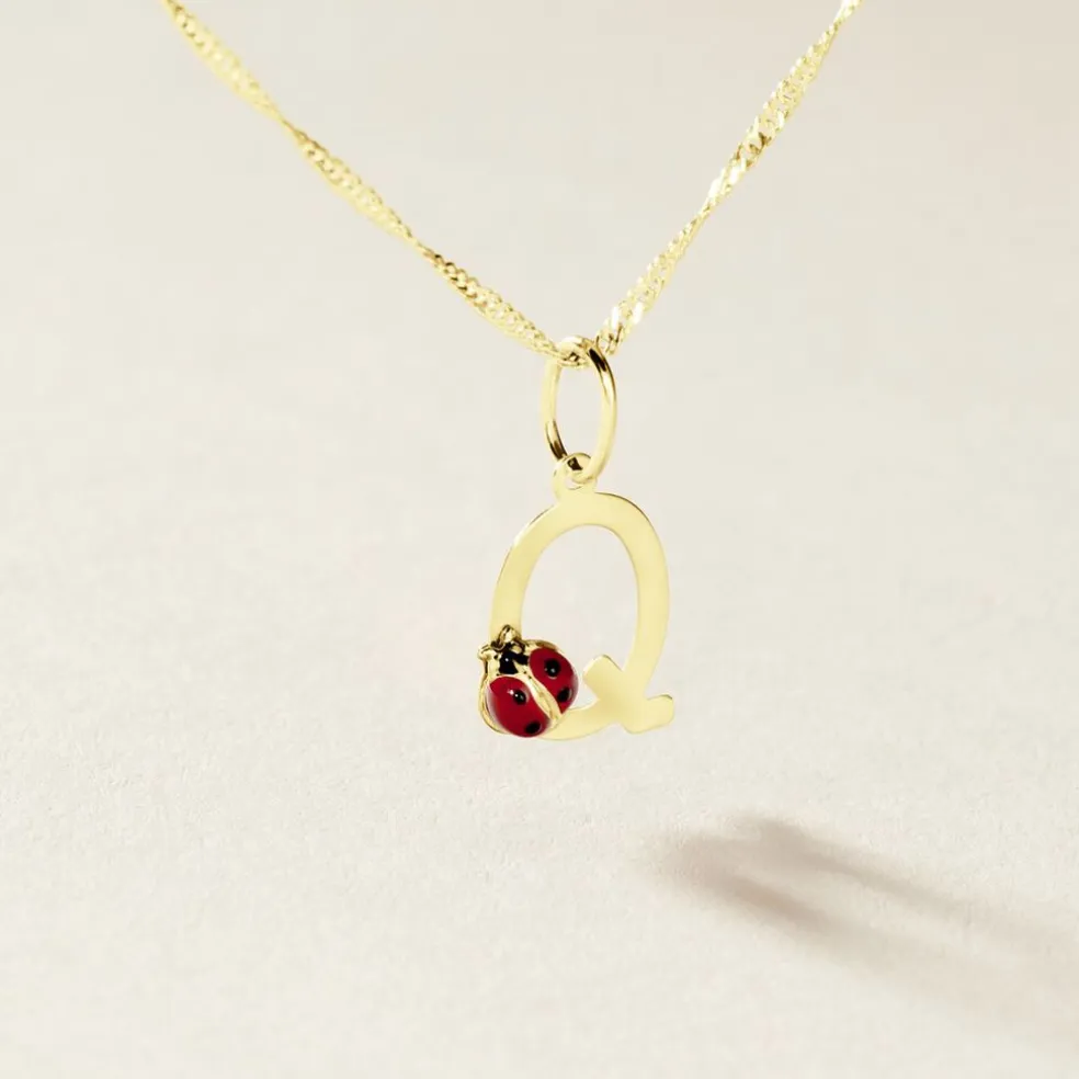 Pendentif Helidie Coccinelle Lettre Or Jaune