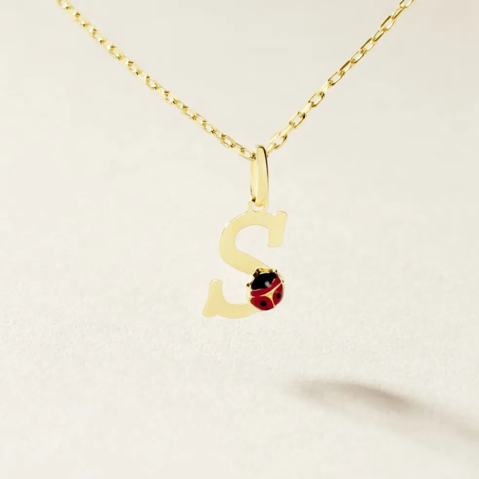 Pendentif Helidie Coccinelle Lettre Or Jaune