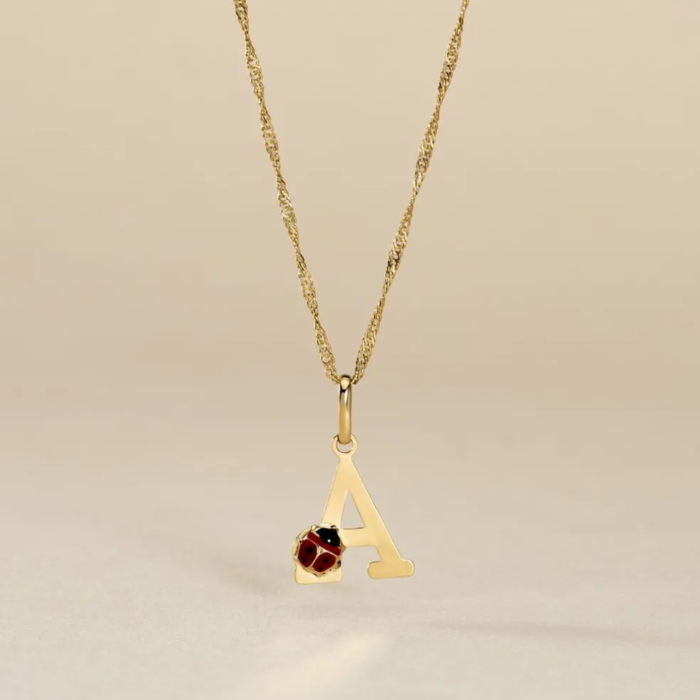 Pendentif Helidie Coccinelle Lettre Or Jaune