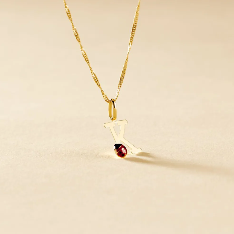 Pendentif Helidie Coccinelle Lettre Or Jaune