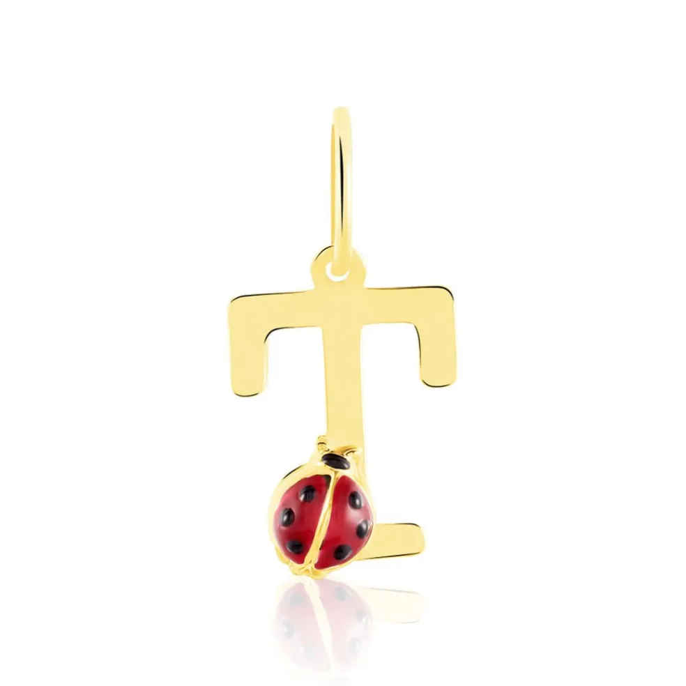Pendentif Helidie Coccinelle Lettre Or Jaune