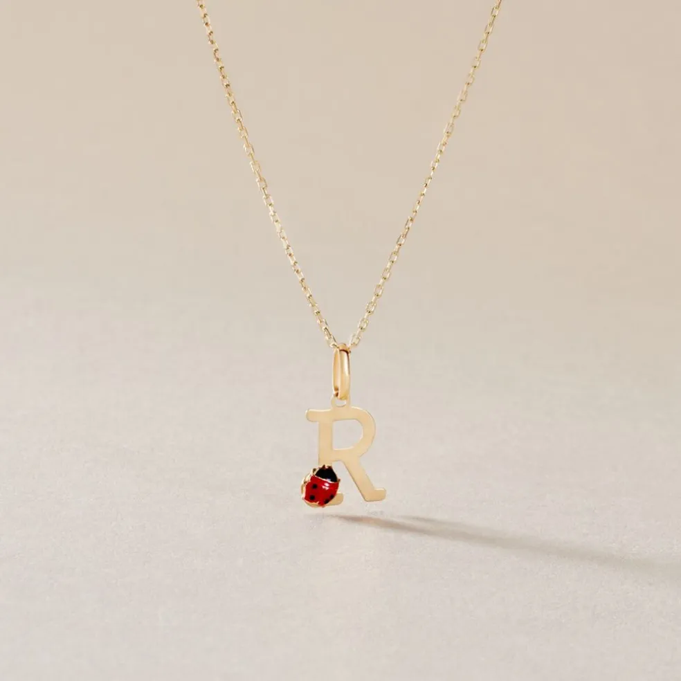 Pendentif Helidie Coccinelle Lettre Or Jaune