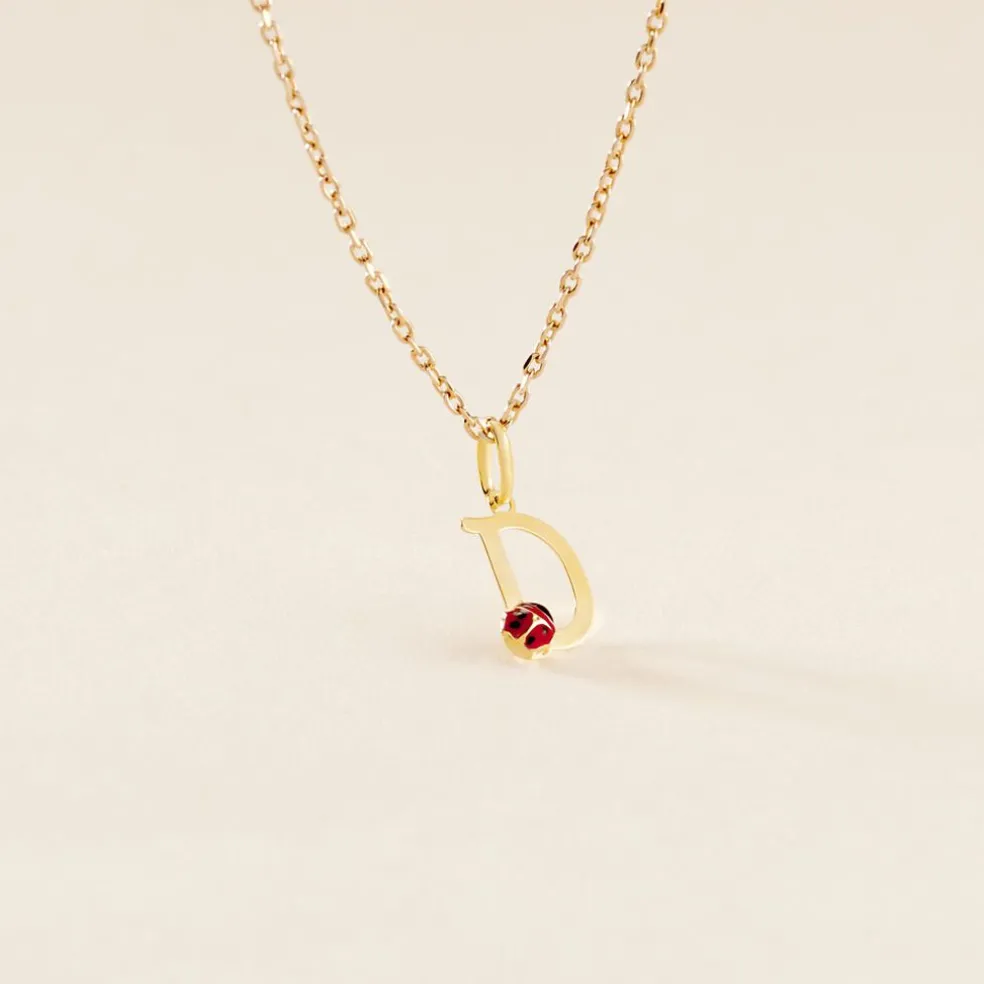 Pendentif Helidie Coccinelle Lettre Or Jaune