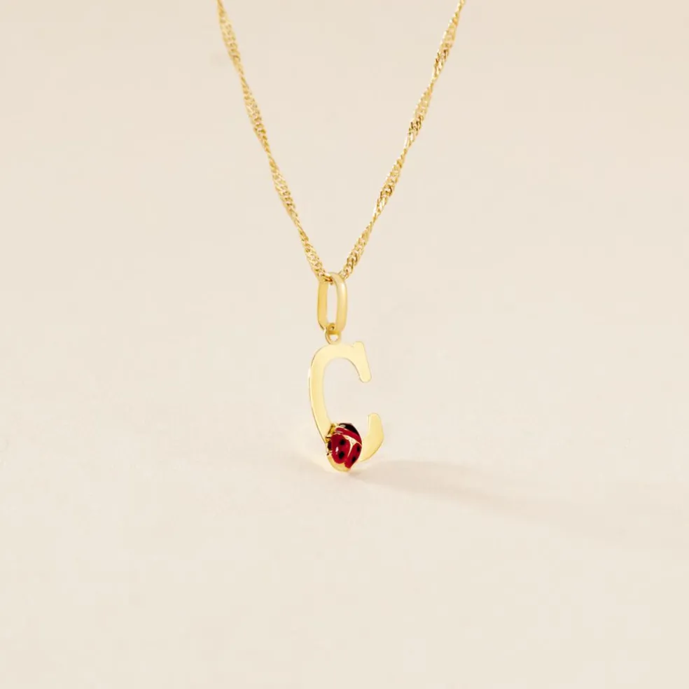 Pendentif Helidie Coccinelle Lettre Or Jaune
