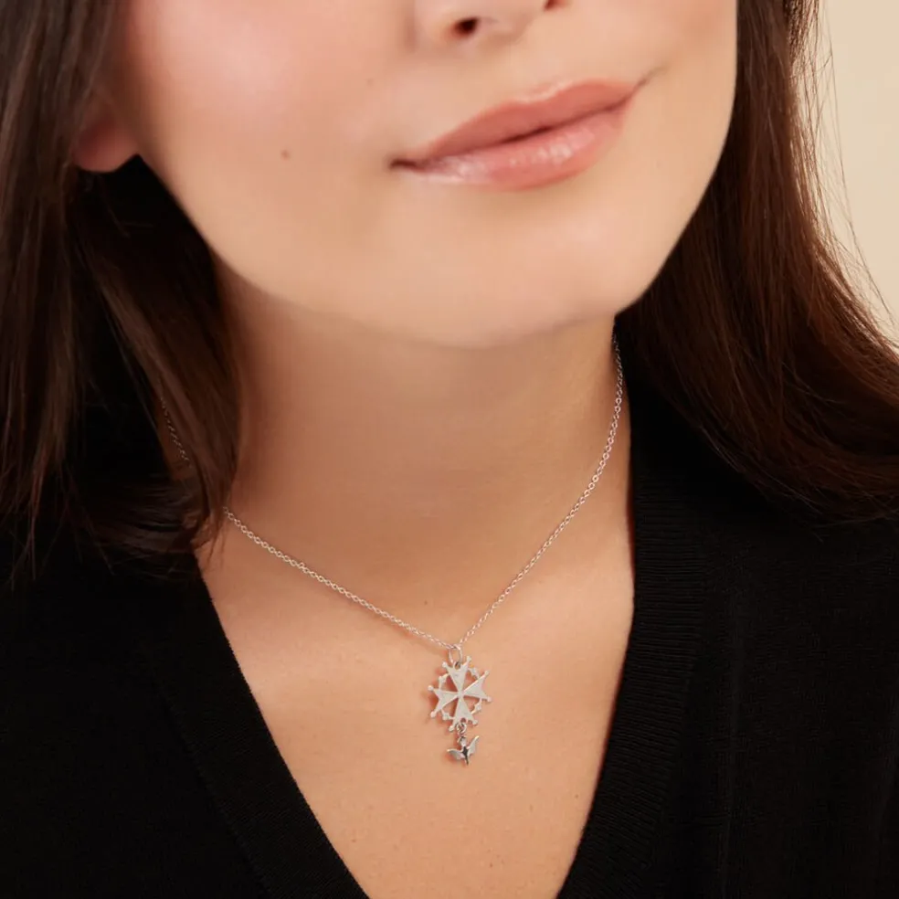 Pendentif Huguenote Argent Blanc