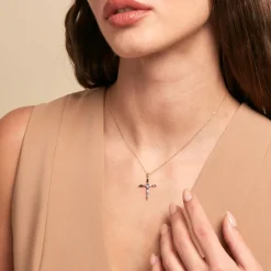 Pendentif Iris Or Jaune Topaze Améthyste