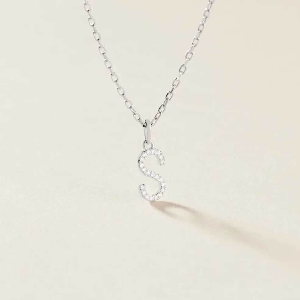 Pendentif Klementine Or Blanc Oxyde De Zirconium