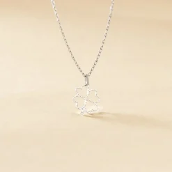 Pendentif Koulmia Trefle Diamante Or Blanc