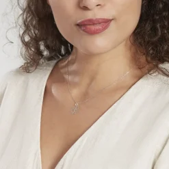 Pendentif Koulmia Trefle Diamante Or Blanc