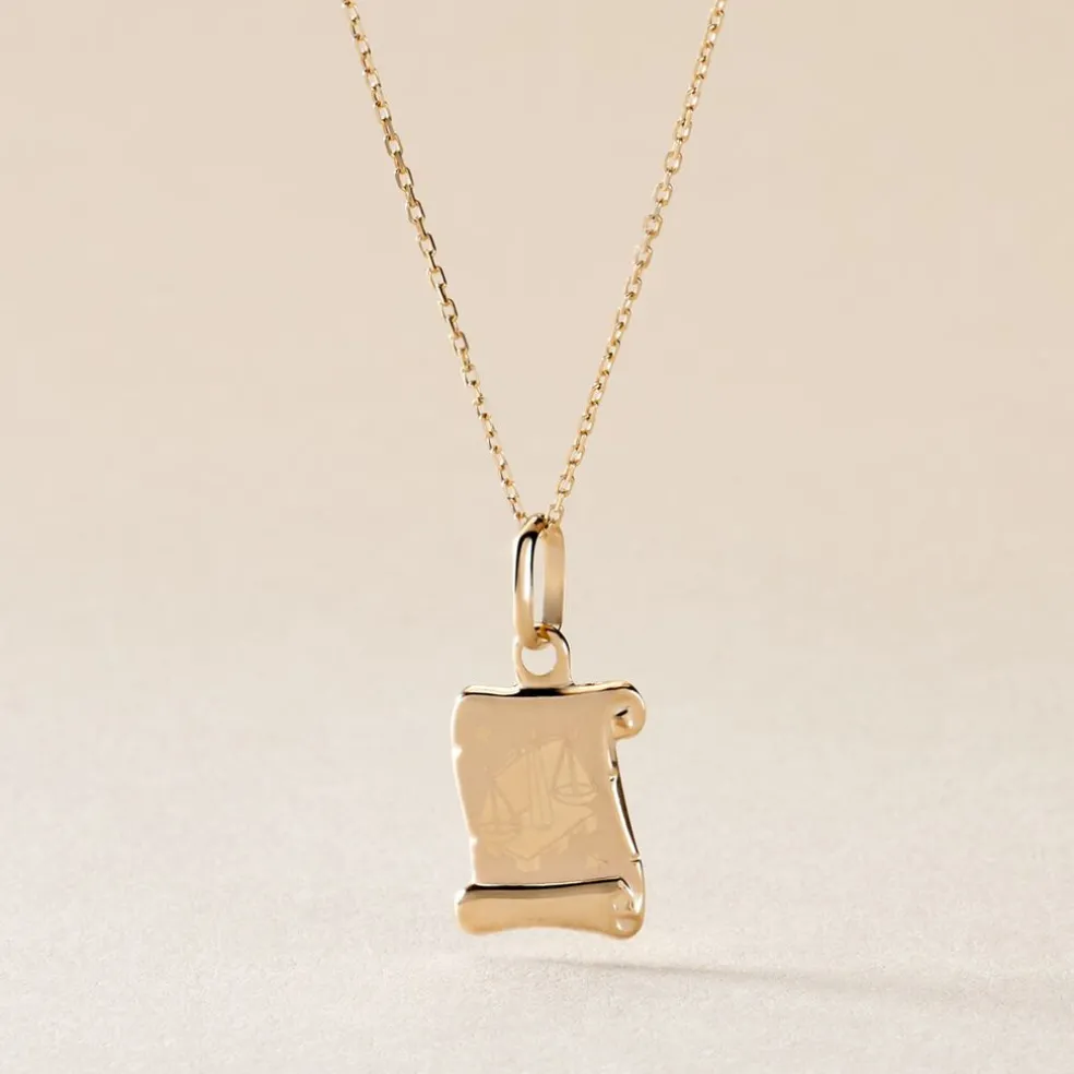 Pendentif Lamie Zodiaque Parchemin Or Jaune