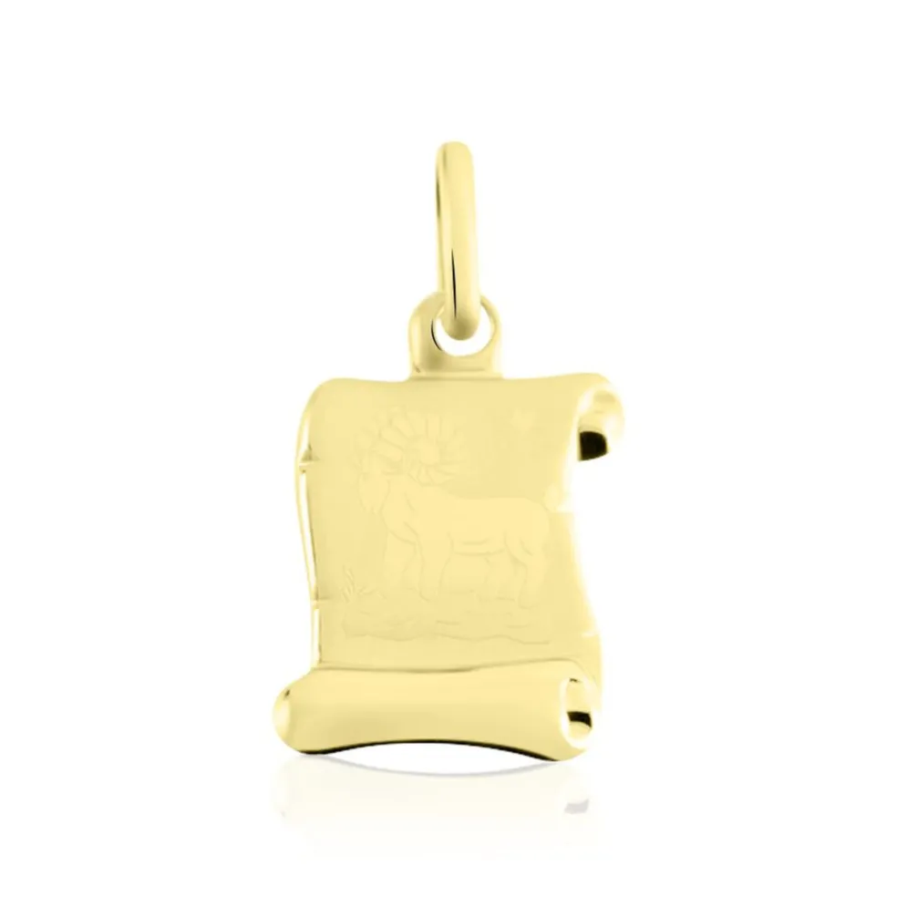 Pendentif Lamie Zodiaque Parchemin Or Jaune