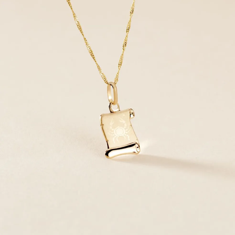 Pendentif Lamie Zodiaque Parchemin Or Jaune