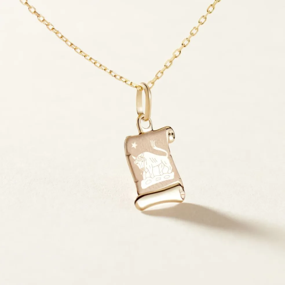 Pendentif Lamie Zodiaque Parchemin Or Jaune