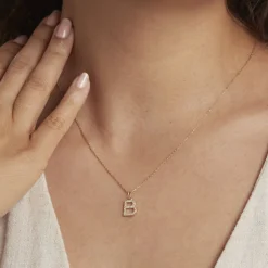 Pendentif Lettre B Or Jaune Oxyde