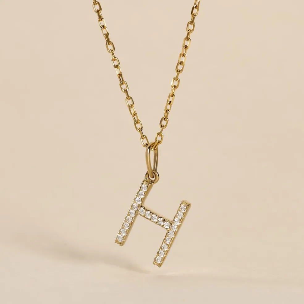 Pendentif Lettre H Or Jaune Oxyde