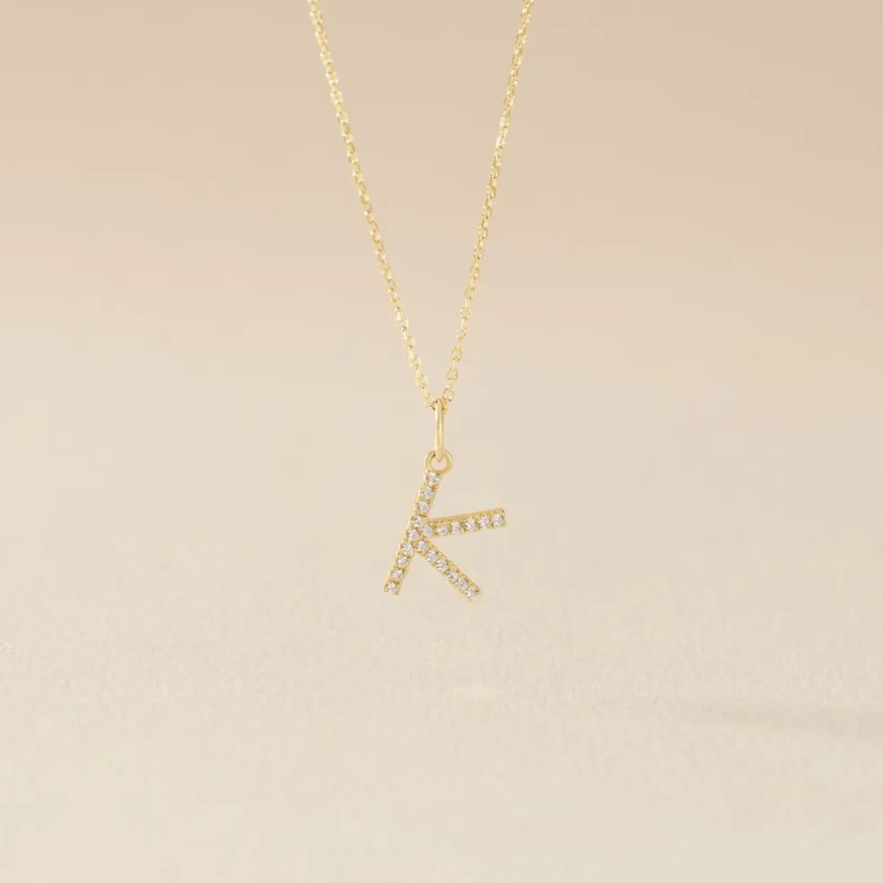 Pendentif Lettre K Or Jaune Oxyde