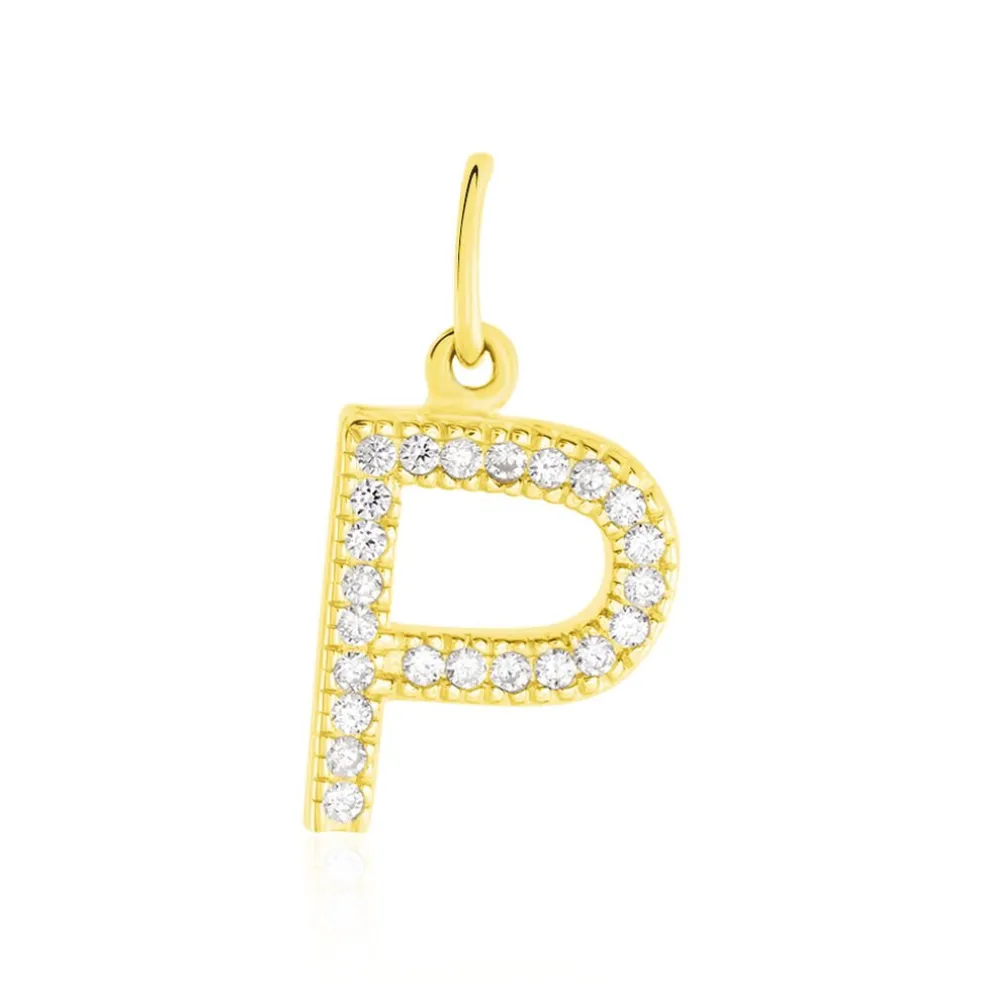 Pendentif Lettre P Or Jaune Oxyde