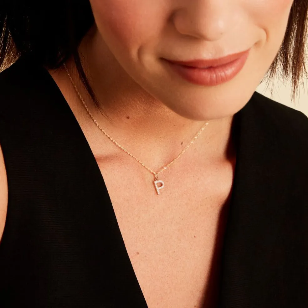 Pendentif Lettre P Or Jaune Oxyde