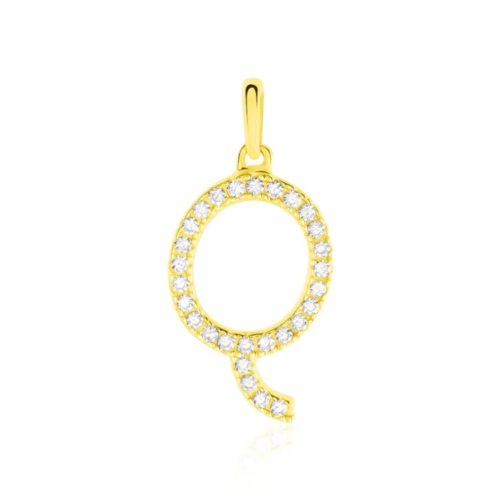 Pendentif Lettre Q Or Jaune Oxyde
