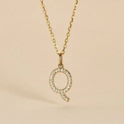 Pendentif Lettre Q Or Jaune Oxyde