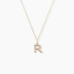 Pendentif Lettre R Or Jaune Oxyde