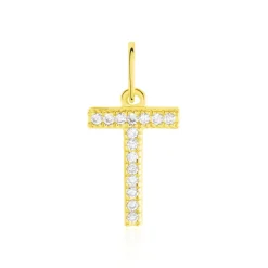 Pendentif Lettre T Or Jaune Oxyde