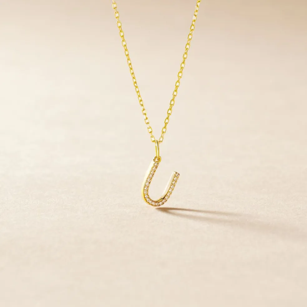 Pendentif Lettre U Or Jaune Oxyde