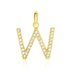Pendentif Lettre W Or Jaune Oxyde