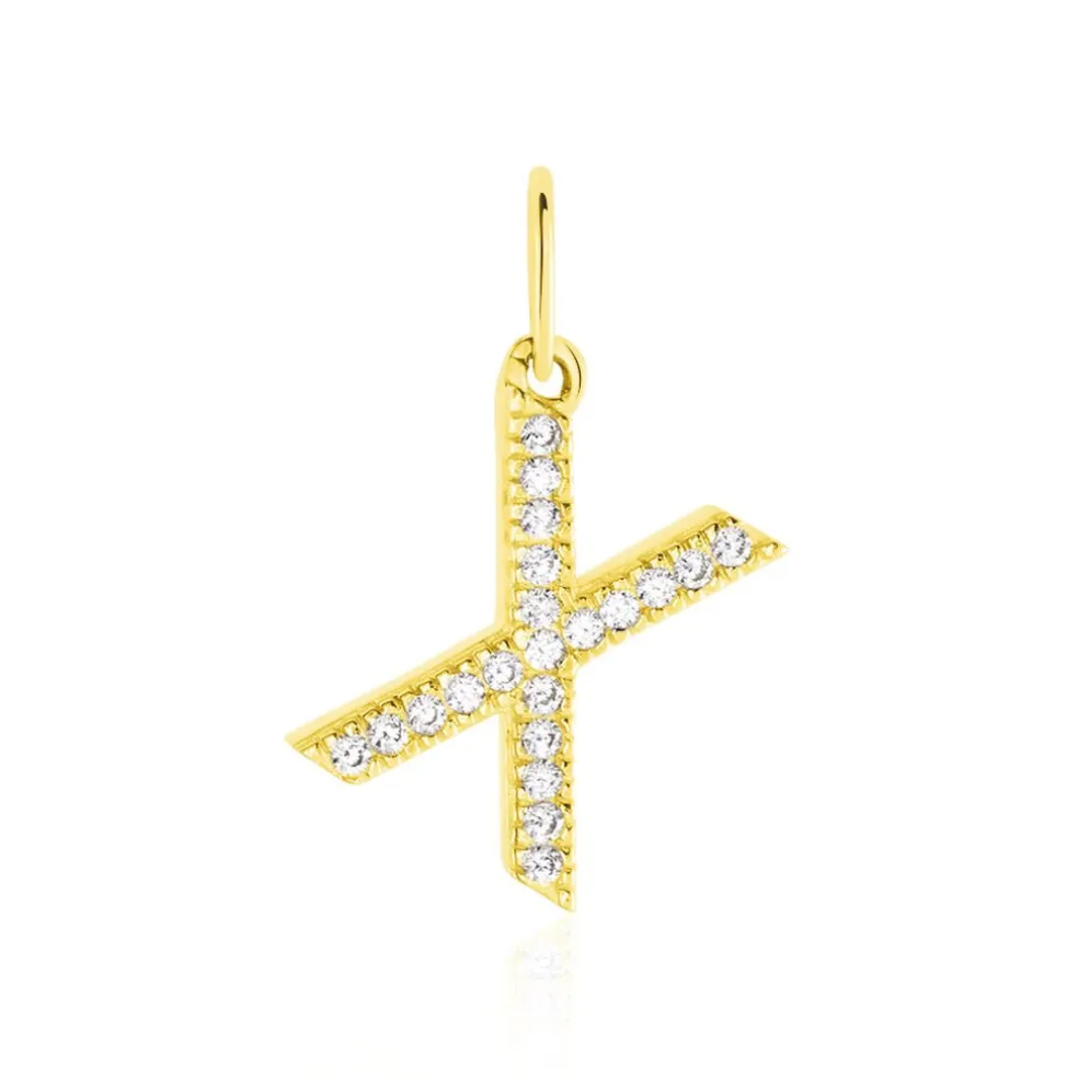 Pendentif Lettre X Or Jaune Oxyde