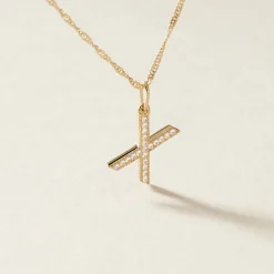 Pendentif Lettre X Or Jaune Oxyde