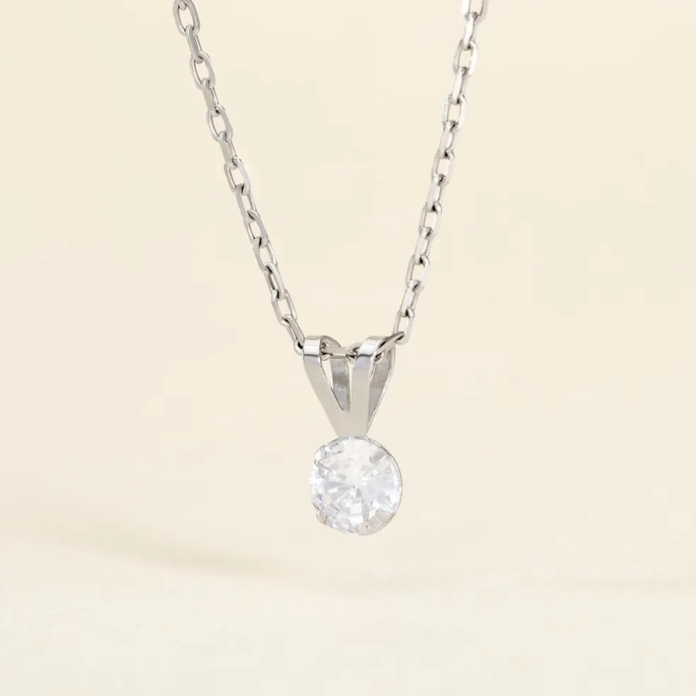 Pendentif Mabila Or Blanc Oxyde De Zirconium
