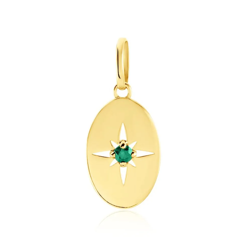 Pendentif Melchior Or Jaune Emeraude