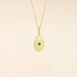 Pendentif Melchior Or Jaune Emeraude