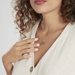 Pendentif Nilma Or Jaune Perle De Culture De Tahiti Et Diamant