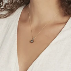 Pendentif Nilma Or Jaune Perle De Culture De Tahiti Et Diamant