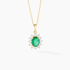 Pendentif Or Jaune Emeraude Diamants