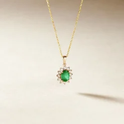 Pendentif Or Jaune Emeraude Diamants