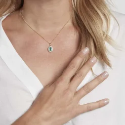 Pendentif Or Jaune Emeraude Diamants