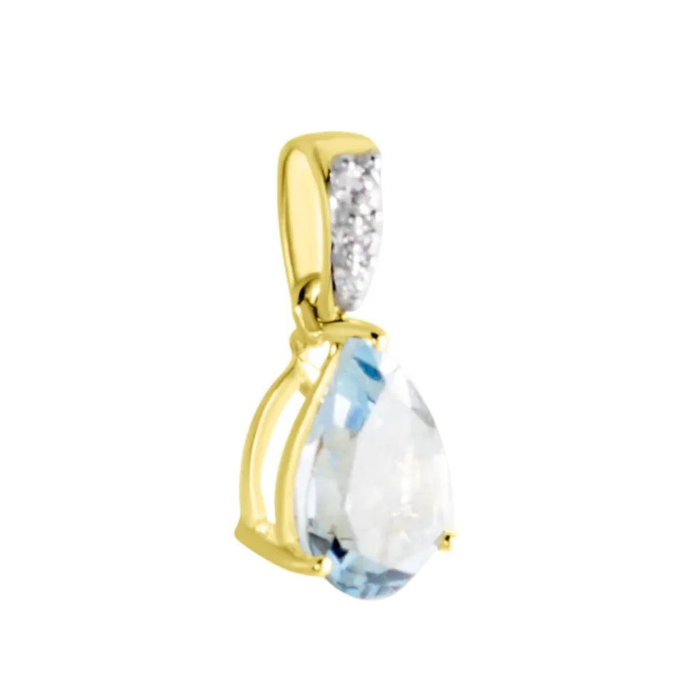 Pendentif Or Jaune Gorgel Topaze Oxydes De Zirconium